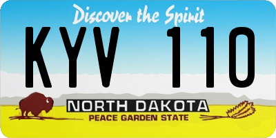 ND license plate KYV110