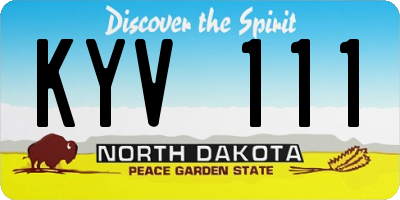 ND license plate KYV111