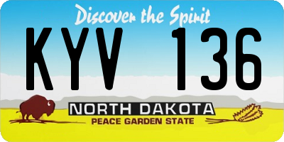 ND license plate KYV136