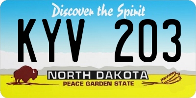 ND license plate KYV203