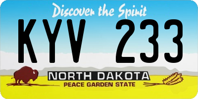 ND license plate KYV233