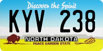 ND license plate KYV238