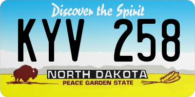 ND license plate KYV258