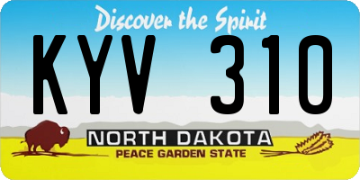 ND license plate KYV310