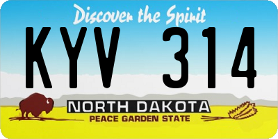 ND license plate KYV314