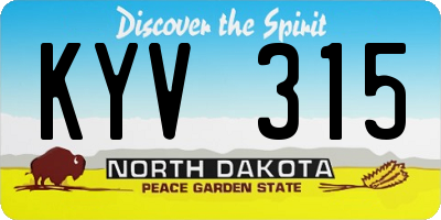 ND license plate KYV315