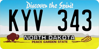 ND license plate KYV343