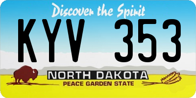 ND license plate KYV353