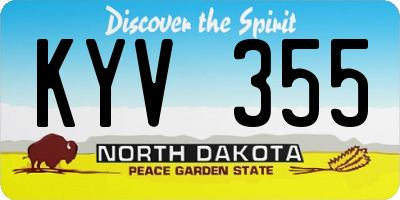 ND license plate KYV355