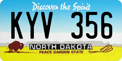 ND license plate KYV356