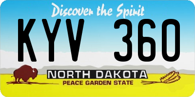 ND license plate KYV360