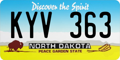 ND license plate KYV363