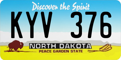 ND license plate KYV376