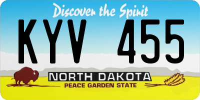 ND license plate KYV455