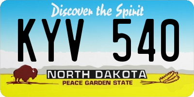 ND license plate KYV540