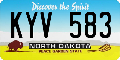ND license plate KYV583