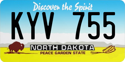 ND license plate KYV755
