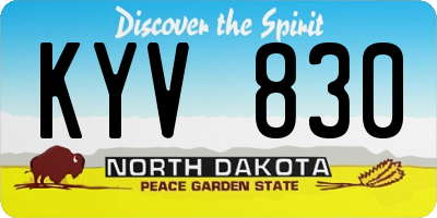ND license plate KYV830