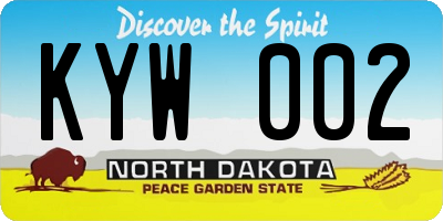 ND license plate KYW002