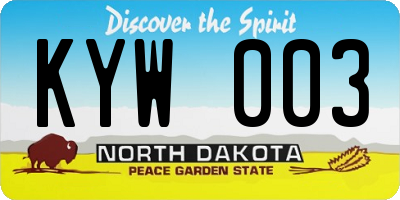 ND license plate KYW003
