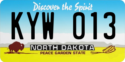 ND license plate KYW013