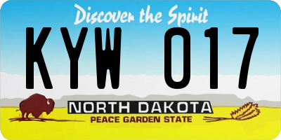 ND license plate KYW017