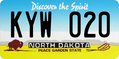 ND license plate KYW020