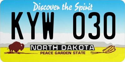 ND license plate KYW030