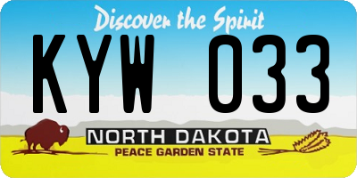 ND license plate KYW033