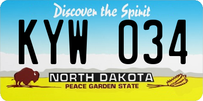 ND license plate KYW034