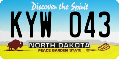 ND license plate KYW043