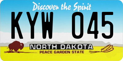 ND license plate KYW045