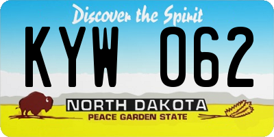 ND license plate KYW062