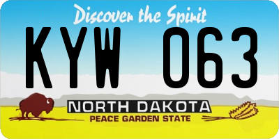 ND license plate KYW063