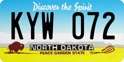 ND license plate KYW072