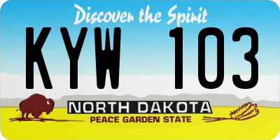 ND license plate KYW103