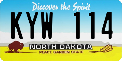 ND license plate KYW114
