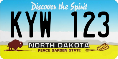 ND license plate KYW123