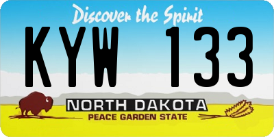 ND license plate KYW133