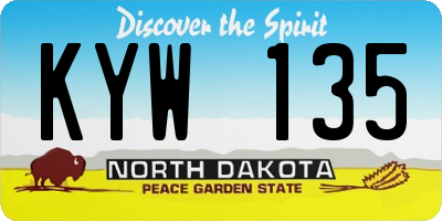 ND license plate KYW135