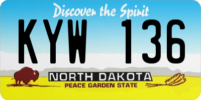 ND license plate KYW136