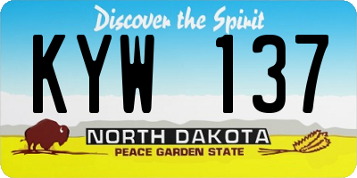 ND license plate KYW137
