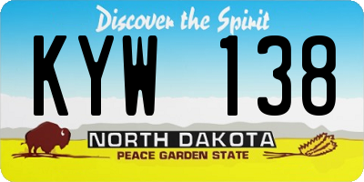 ND license plate KYW138