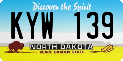 ND license plate KYW139