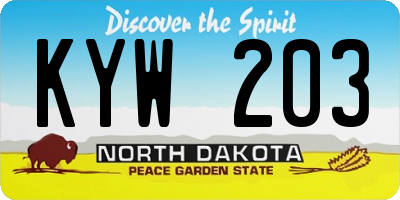 ND license plate KYW203