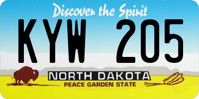ND license plate KYW205