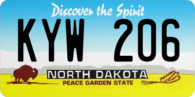 ND license plate KYW206