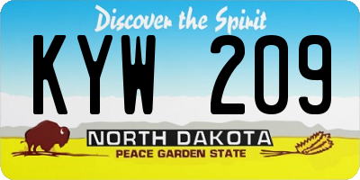 ND license plate KYW209
