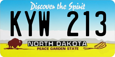 ND license plate KYW213