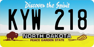 ND license plate KYW218